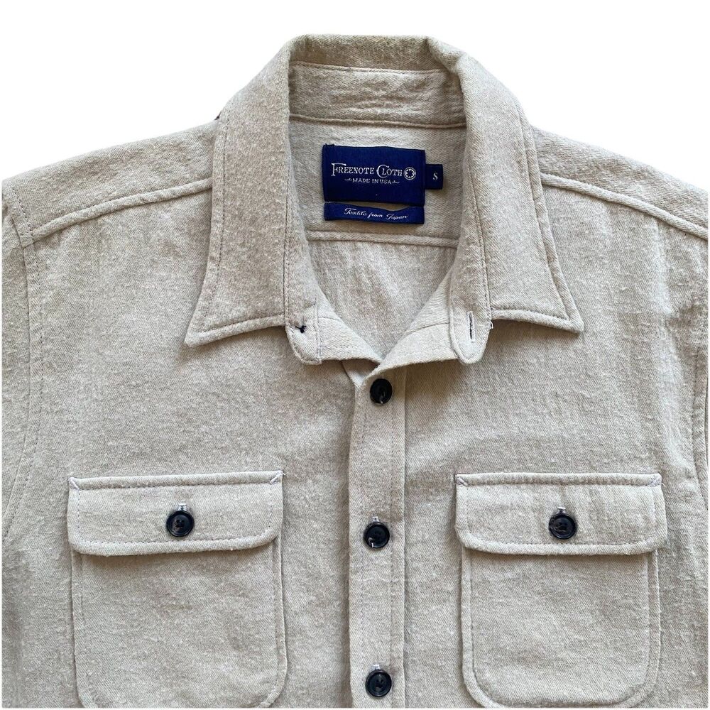 Freenote Cloth Woven Shirt Wool Cotton Small Cream Japan Flannel Button Front